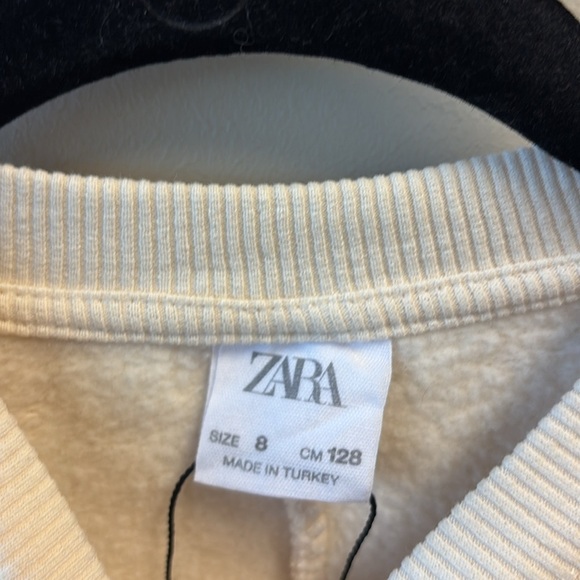 Zara Girls 8 Cream Ribbed Collar Sweatshirt heart - Picture 3 of 7